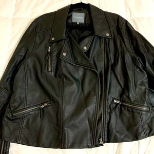 Kate & Mallory Sexy Black Leather Jacket with Laced Back, Size 2X